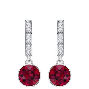 Gold Red Diamond Round Stud Earrings